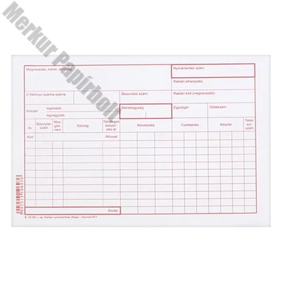 Nyomtatvány raktári nyilvántartó karton A/5 1000 db/csomag
