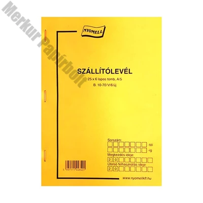 Nyomtatvány szállítólevél A/5 25x6 lapos