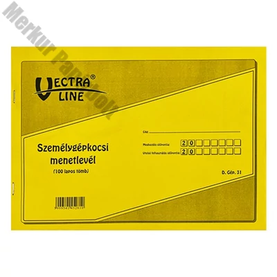 Nyomtatvány személygépkocsi menetlevél VECTRALINE A/4