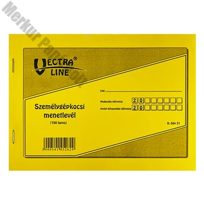 Nyomtatvány személygépkocsi menetlevél VECTRALINE A/5