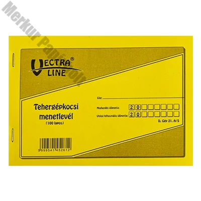 Nyomtatvány tehergépjármű menetlevél VECTRALINE A/5 100 lapos