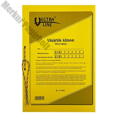Nyomtatvány vásárlók könyve VECTRALINE A/4 25x2 álló GDPR kompatibilis