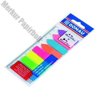 Oldaljelölő DONAU 12x45 mm címke+nyíl PP vegyes neon szín 8x25 lap