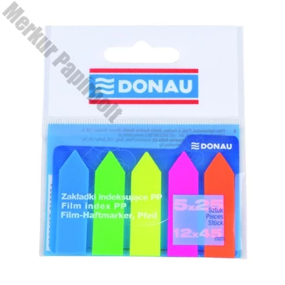 Oldaljelölő DONAU nyíl forma 12x45 mm PP vegyes neon szín 5x25 lap