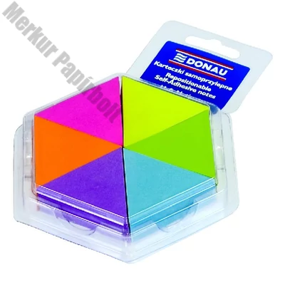 Öntapadós jegyzettömb DONAU 43x50 mm 6x150 lap háromszög forma vegyes neon színek