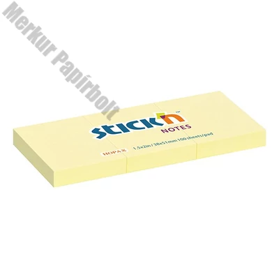 Öntapadós jegyzettömb STICK`N 38x51mm pasztell sárga 3x100 lap