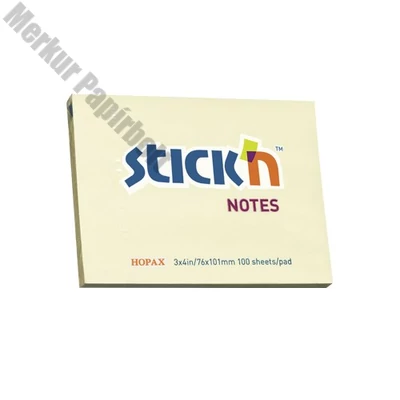 Öntapadós jegyzettömb STICK`N 76x101mm pasztell sárga 100 lap