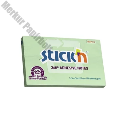 Öntapadós jegyzettömb STICK`N 76x127mm 360°-ban tapadó zöld 100 lap