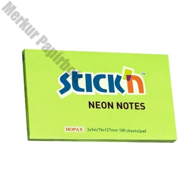 Öntapadós jegyzettömb STICK`N 76x127mm neon zöld 100 lap