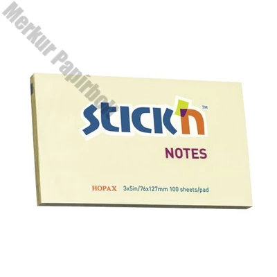 Öntapadós jegyzettömb STICK`N 76x127mm pasztell sárga 100 lap