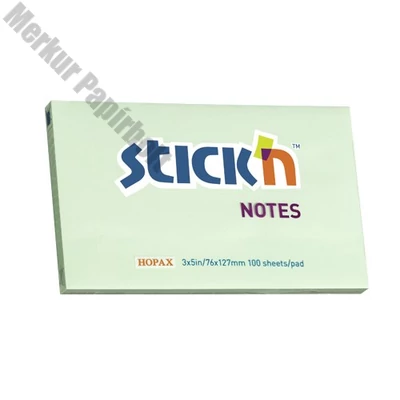 Öntapadós jegyzettömb STICK`N 76x127mm pasztell zöld 100 lap