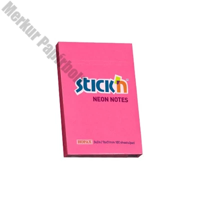 Öntapadós jegyzettömb STICK`N 76x51mm neon pink 100 lap