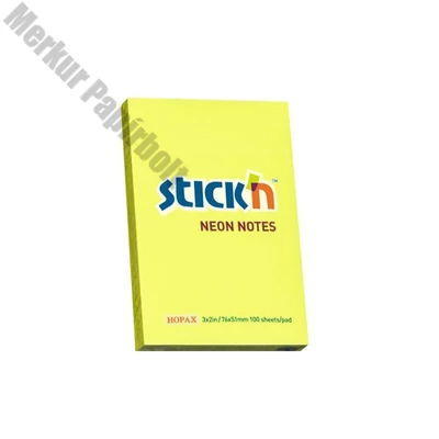 Öntapadós jegyzettömb STICK`N 76x51mm sárga 100 lap