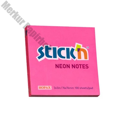 Öntapadós jegyzettömb STICK`N 76x76mm neon pink 100 lap
