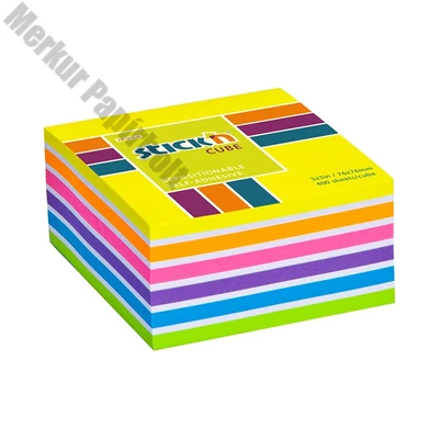 Öntapadós jegyzettömb STICK`N 76x76mm neon sárga mix 400 lap