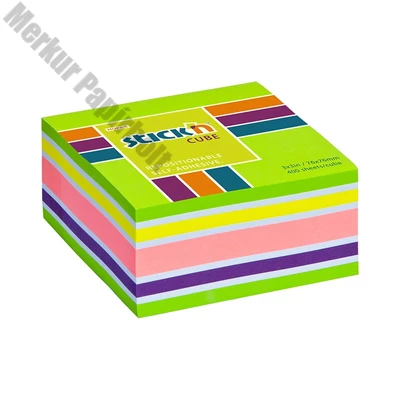 Öntapadós jegyzettömb STICK`N 76x76mm neon zöld mix 400 lap