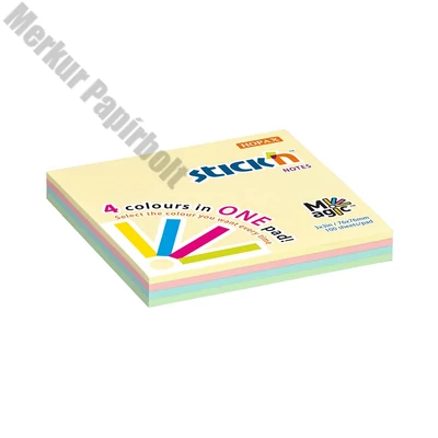 Öntapadós jegyzettömb STICK`N 76x76mm pasztell magic pad 100 lap