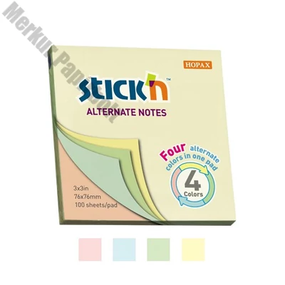 Öntapadós jegyzettömb STICK`N 76x76mm pasztell mix 100 lap