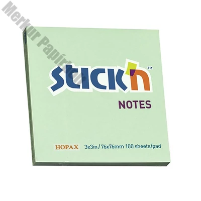 Öntapadós jegyzettömb STICK`N 76x76mm pasztell zöld 100 lap