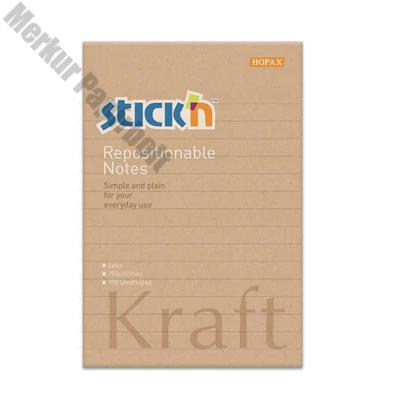 Öntapadós jegyzettömb STICK`N Kraft notes 150x101mm újrahasznosított natúr barna 100 lap
