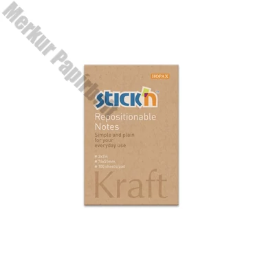 Öntapadós jegyzettömb STICK`N Kraft notes 76x51mm újrahasznosított natúr barna 100 lap