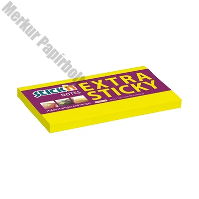 Öntapadós jegyzettömb STICK`N extra erős 76x127mm neon sárga 90 lap