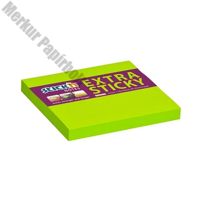 Öntapadós jegyzettömb STICK`N extra erős 76x76mm neon zöld 90 lap