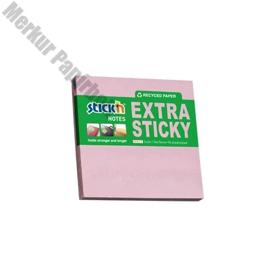 Öntapadós jegyzettömb STICK`N extra erős 76x76mm újrahasznosított pasztell rózsaszín 90 lap