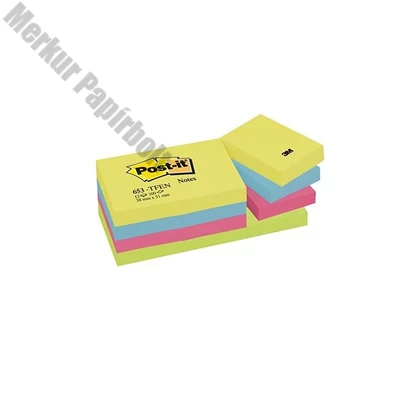 Öntapadós jegyzettömb 3M Post-it 38x51mm energikus színek 12x100 lapos
