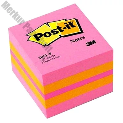Öntapadós jegyzettömb 3M Post-it LP2051P 51x51mm mini kocka vegyes pink 400 lap