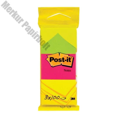 Öntapadós jegyzettömb 3M Post-it LP6812 38x51mm neon  3x100 lap