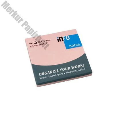 Öntapadós jegyzettömb GLOBAL Notes 5654-02 75x75mm pasztell pink 100 lapos