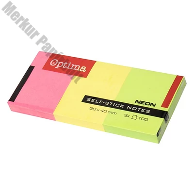 Öntapadós jegyzet OPTIMA 38x51mm neon 3x100 lap