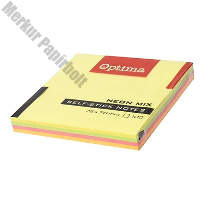 Öntapadós jegyzet OPTIMA 75x75mm neon 100 lap