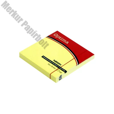 Öntapadós jegyzettömb OPTIMA 75x75mm neon sárga 100 lap