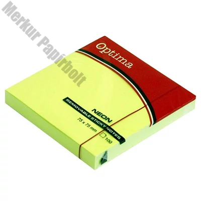 Öntapadós jegyzettömb OPTIMA 75x75mm neon zöld 100 lap