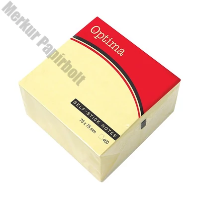 Öntapadós jegyzettömb OPTIMA 75x75mm sárga 450 lap