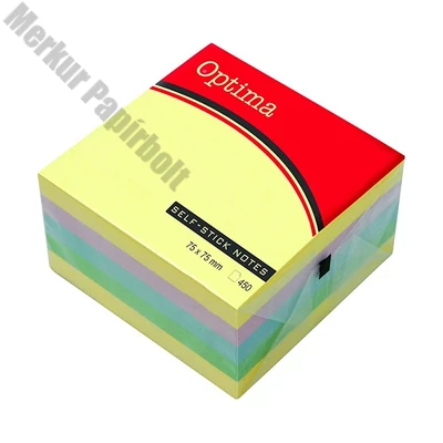 Öntapadós jegyzettömb OPTIMA 76x76mm pasztell 400 lap