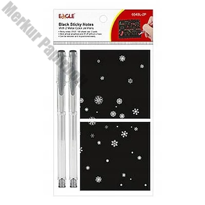 Öntapadós jegyzettömb szett EAGLE 75x75mm fekete 2db öntapadós jegyzettömb 2db ezüst tollal