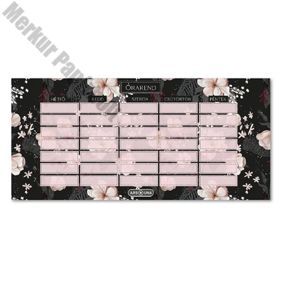 Órarend ARS UNA egylapos kétoldalas Flowery Black