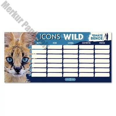 Órarend ARS UNA egylapos kétoldalas Icons of the Wild-Serval