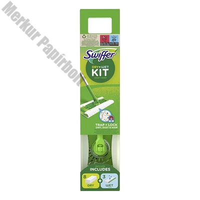 Padlótörlő SWIFFER kezdőszett nyél + 3 nedves kendő + 8 száraz kendő