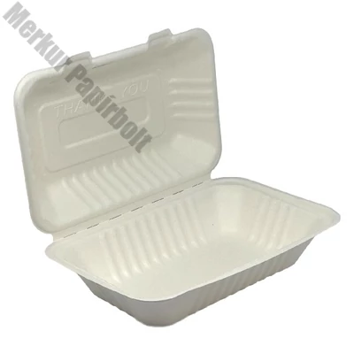 Papírdoboz eldobható ételes KOMP cukornád lebomló 22,86X15,24x8,12 cm natúr 125 darabos