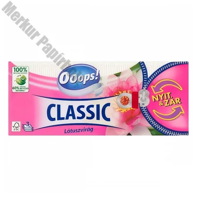 Papírzsebkendő OOOPS! Classic Lótuszvirág 3 rétegű 90 darabos