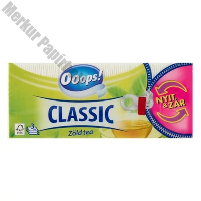 Papírzsebkendő OOOPS! Classic Zöld tea 3 rétegű 90 darabos