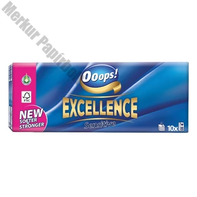 Papírzsebkendő Ooops! Excellence Sensitive 4 rétegű 10x8 darabos