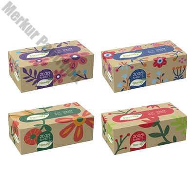 Papírzsebkendő TENTO Familybox 2 rétegű 200 darabos dobozos