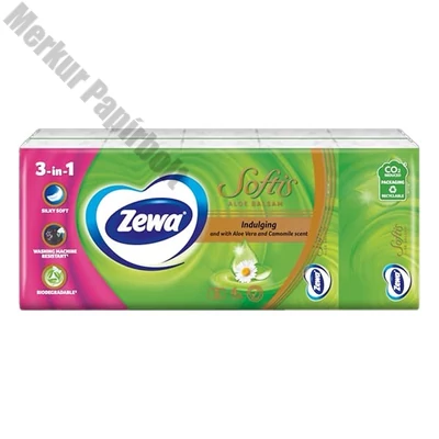 Papírzsebkendő ZEWA Softis Aloe Balsam 4 rétegű 10x9 darabos