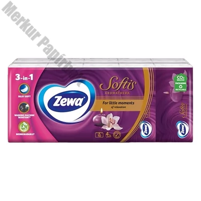 Papírzsebkendő ZEWA Softis Aromathera 4 rétegű 10x9 darabos