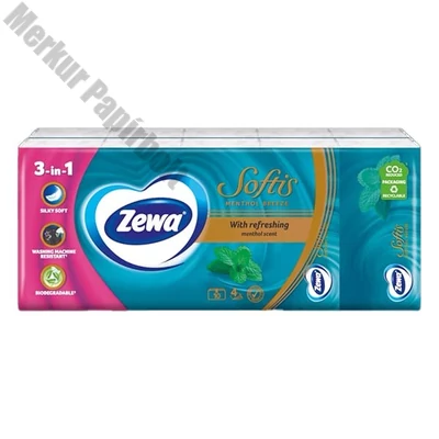 Papírzsebkendő ZEWA Softis Menthol Breeze 4 rétegű 10x9 darabos